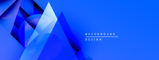 Aufkleber - Abstract blue design features geometric shapes, gradients, overlapping layers. Modern aesthetic suitable for backgrounds, banners, presentations.