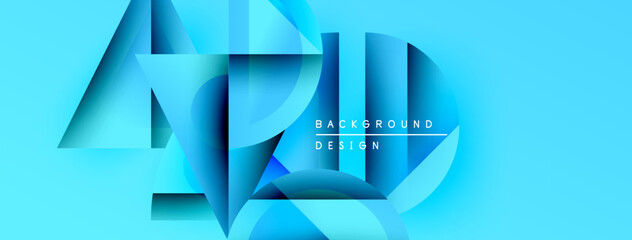 Poster - Abstract blue layers create dynamic visual effect. Modern design elements suggest depth, texture, innovation. Bright, clean aesthetic.