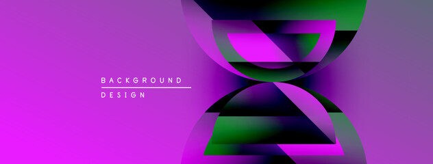 Aufkleber - Abstract vibrant design. Purple, green hues blend. Geometric shapes overlap creating dynamic visual effect. Modern background texture.