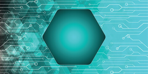 Fototapete - modern blue and black gradient hexagon background with hexagon technology design. modern geometric background for banner and cover