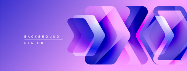 Aufkleber - Purple gradient background features layered geometric shapes. Modern design evokes dynamic movement, sleek aesthetic.