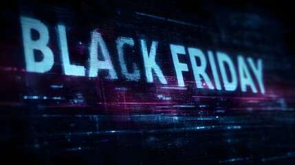 Poster - Glitch style digital screen displaying BLACK FRIDAY text