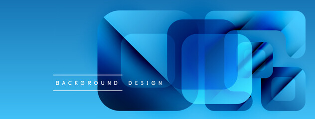 Aufkleber - Abstract blue design features layered squares, creating modern visual effect. Text reads background design below shapes.