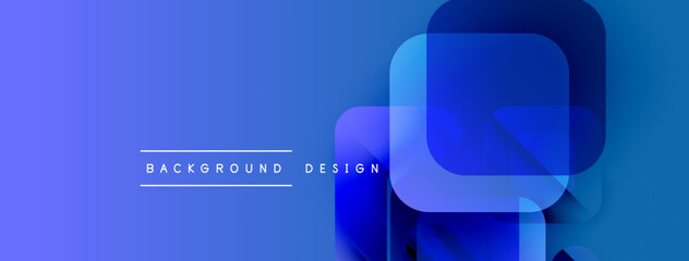 Aufkleber - Abstract blue gradients form layered squares. Text reads background design. Modern, clean aesthetic suitable for digital use.