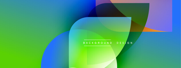 Fototapete - Abstract vibrant design. Overlapping colorful shapes create dynamic visual effect. Gradient transitions, modern aesthetic.
