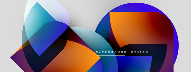 Fototapete - Abstract shapes overlap, creating vibrant color gradients. Modern design elements suggest fluidity, dynamism, visual harmony.