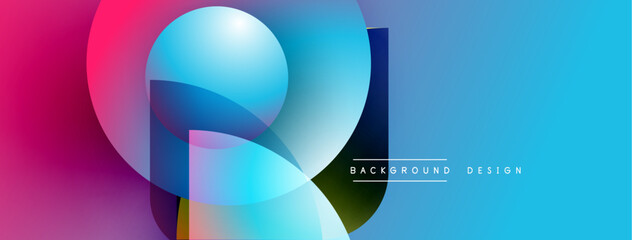 Fototapete - Abstract vibrant shapes blend. Gradient colors create dynamic visual effect. Modern design suitable for backgrounds, banners.