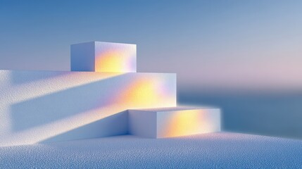 Aufkleber - White Cubes on Textured Surface with Iridescent Light