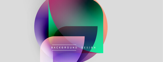 Fototapete - Abstract colorful shapes overlap. Gradient hues create dynamic visual effect. Modern design element for backgrounds, presentations.