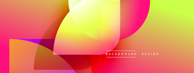 Aufkleber - Abstract vibrant background. Overlapping shapes create dynamic colorful composition. Gradient hues blend seamlessly, offering modern aesthetic.