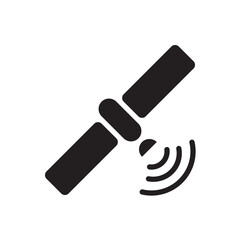 Poster - Communication satellite icon vector. Satellite in orbit with signal lines. Suitable for GPS, space, or telecom.