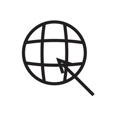 Poster - global internet access icon. Globe with arrow cursor, representing web access, internet, and navigation.