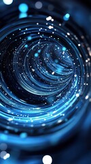 Poster - Whimsical abstraction: A spiraling vortex of light and energy in cool blue tones