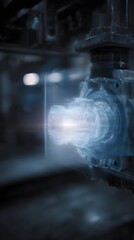 Poster - Predictive maintenance alerts appearing as a hologram over a
