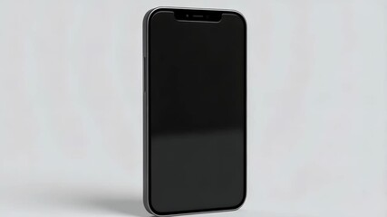 Poster - Blank mobile phone device with black frame standing upright for app or website mockup and presentation on clean studio background.