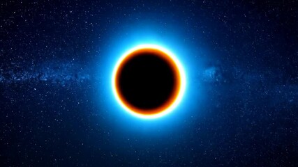 Wall Mural - Striking depiction of a complete solar eclipse with a glowing corona in a vast starry space background