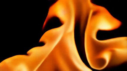 Poster - Close-up shot showcases mesmerizing bright orange flames dancing against a dark black background, creating an atmosphere of warmth and intensity.