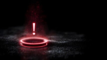 Poster - Floating circular alert icon with glowing red exclamation mark