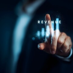 Poster - Businessperson reviewing revenue data using holographic technology