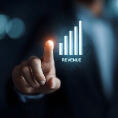 Poster - Hand interacting with holographic revenue chart