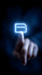 Poster - Selecting a virtual wallet icon from a glowing digital screen