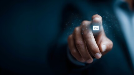 Poster - Businessman s finger pressing interface with credit score icon