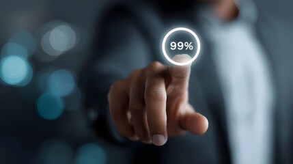 Poster - Businessperson s finger interacting with augmented reality credit score interface