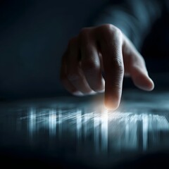 Poster - A hand interacting with a digital investment report in a 3D user interface
