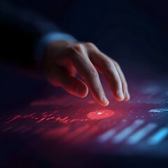 Poster - A hand interacting with a digital investment report interface