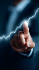 Poster - Businessman pointing at ROI trendline on financial graph