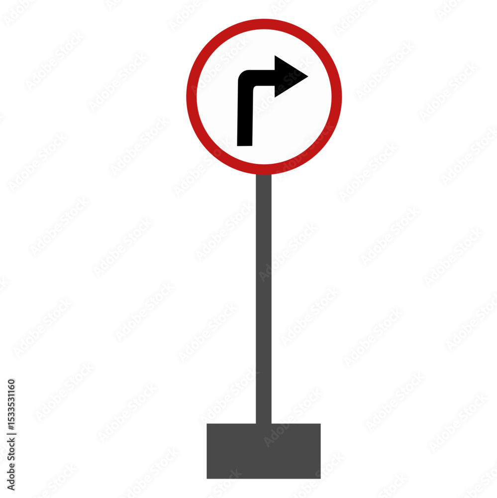 Vector Set of Road Direction and Prohibited Traffic Signs on Poles ...