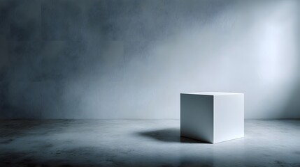 Poster - A white cube podium in an empty room