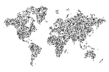  Square shaped dotted map of the globe in abstract layout Including global states and borders