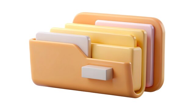 3d rendered illustration of a stylized folder holding documents representing data and information management