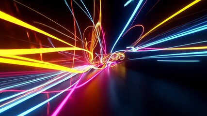 Poster - Dynamic neon light trails create a vibrant, futuristic design with an energetic flow against a dark background.