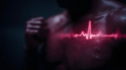 Poster - Glowing heartbeat icon pulsing from VR display