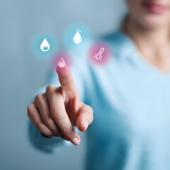 Poster - A person interacting with a futuristic health monitoring interface