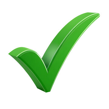 3d green check mark icon isolated on transparent background
