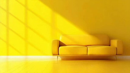 Aufkleber - A yellow couch placed against a yellow wall in an interior space
