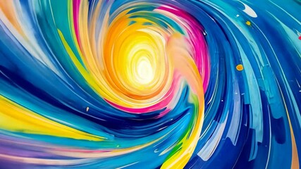 Poster - Captivating abstract painting featuring a vibrant spiral of colors creating a unique design.