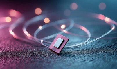 Aufkleber - Secure Nano SIM on Textured Silver Surface with Holographic Light Rays and Static Interference Lines Symbolizing Encrypted Mobile Data Security and Connectivity