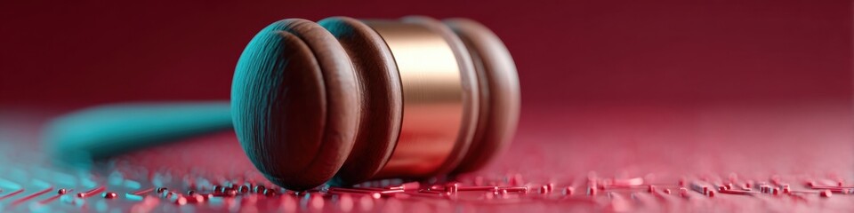 Aufkleber - Modern Regulatory Framework Concept with Judges Gavel and Digital Cyber Protection Shield on Circuit Background for Legal Compliance and Tech Enforcement
