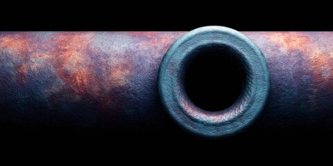 Aufkleber - Weathered industrial pipe with rusted textured surface and circular flange, showing oxidation and infrastructure decay for maintenance and safety inspection in manufacturing