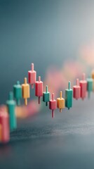 Poster - Modern Digital Stock Market Chart with Colorful Candlesticks Showing Volatility and Technical Analysis for Investment Strategy and Risk Management