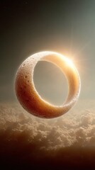Poster - Stunning Lunar Eclipse with Pronounced Solar Corona Halo Against Night Sky for Educational Astronomy and Cosmic Event Visualization