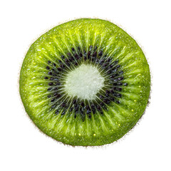 Aufkleber - Vibrant kiwi slice displaying juicy texture and unique pattern with a white backdrop