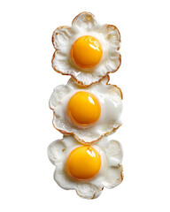 Aufkleber - Creative Breakfast: Stacked Fried Eggs Styled Like Blossoms on White Background