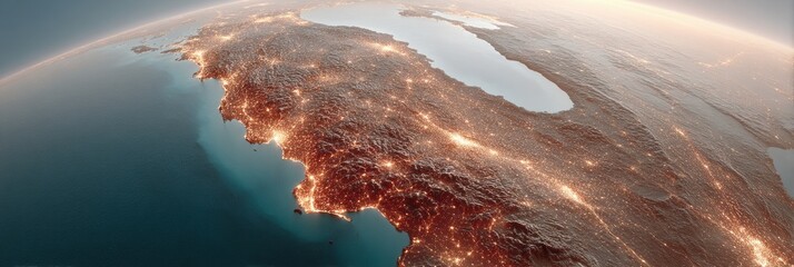 Aufkleber - Satellite Night Map of Turkey Highlighting Urban Lights and Transportation Networks for Strategic Economic and Regional Connectivity Analysis