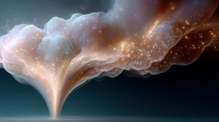 Aufkleber - Abstract digital funnel cloud with flowing particles and light streams in deep space visualizing big data analytics and efficient information processing