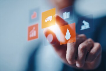 Aufkleber - Futuristic Supply Chain Management Interface with Digital Logistics Icons and Forecast Technology for Business Optimization and Inventory Control